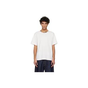 버버리 티셔츠 오프 화이트 체크 트리밍 코튼 티셔츠 261376M213037