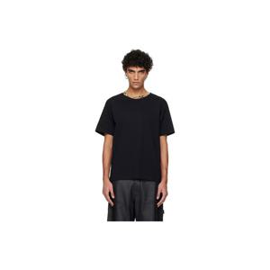 버버리 티셔츠 블랙 체크 트리밍 코튼 티셔츠 261376M213023