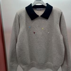 Latium HC06 깔끔한 이중컬러넥 품편한 영문 카라 니트티 T2611sw07B