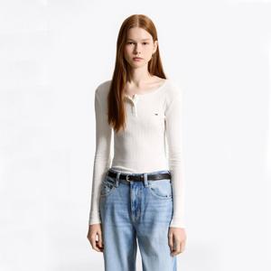 타미진 여성 슬림 립 롱 슬리브 T32F7TTO44TWT1