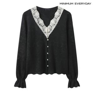 [미니멈][미니멈 에브리데이]소매 프릴 레이스 포인트 니트 가디건 (EC1CK002D)