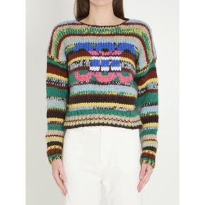 셀린느 멀티컬러 자수 알파카 블렌드 크루넥 스웨터 RY0PR2V08