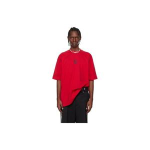 베트멍 티셔츠 레드 바이커 크로스 로고 티셔츠 261669M213027