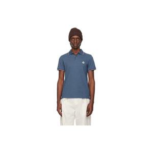몽클레어 폴로셔츠 블루 코튼 피케 폴로 셔츠 261111M212006