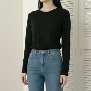 [올리비에스클로젯] 스판 라운드 슬림 긴팔 티셔츠_O2601TS010A