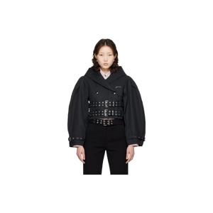 가니 재킷 블랙 본딩 코튼 쇼트 트렌치 재킷 261144F063015