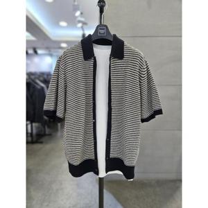 바쏘옴므 세이브존03 바쏘옴므 25 네이비 면 혼방 베이직카라 반팔 니트 가디건 WSAGZ2WA42ANYA