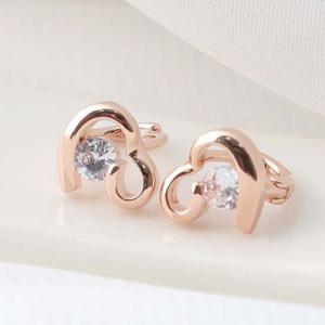14K 골드필드 핀 하트 라인 큐빅 원터치링 귀걸이