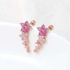 14K 금침 핑크 큐빅 꽃 플라워 로즈골드 피어싱