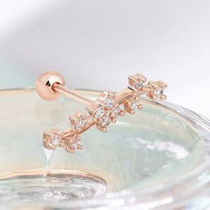 14K 금침 큐빅 플라워 귓바퀴 로즈골드 피어싱