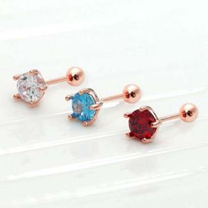 14k 금침 로즈골드 5mm 컬러 큐빅 피어싱