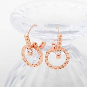 14K 금침 로즈골드 컷팅 라운드 원터치 링 귀걸이