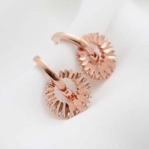 14K 금침 로즈골드 큐빅 샤인 컷팅 원터치링 귀걸이