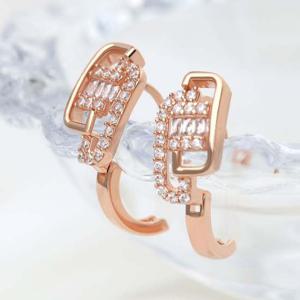 14K 금침 큐빅 클립 로즈골드 원터치 귀걸이