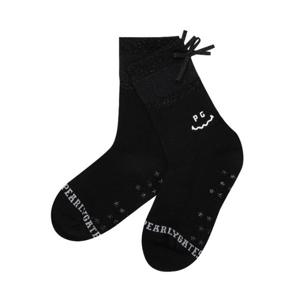 파리게이츠골프양말 NQC 521E1SC006_BK 여성 스마일 글리터 튤 리본 중목 양말