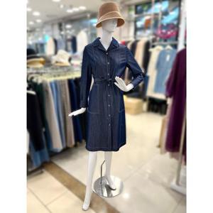 조이너스 세이브존01 벨티드 셔츠형 데님 롱 원피스 JADU4WOP110