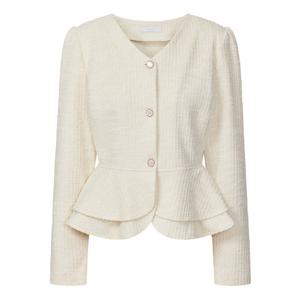 [포커스]V넥 트위드 러플 블라우스 PBINF6S1BL5181