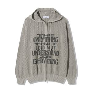 남자 메쉬 레터링 펀칭 코튼 니트 후드집업 RM-KN-Q086-그레이