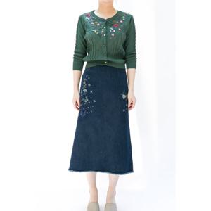 [비꼴리끄(여성)]데님 자수 A라인 스커트 B242DK2080