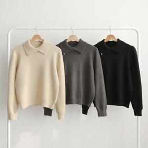 [다잇템][다잇템] 여성 스웨터 골지 FW 펜던트 카라넥 비스코스