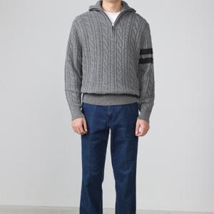 [런던포그]남성  그레이 울 반집업 니트 LPWNA412