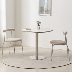 마리메종 마테 800 모던 실버엣지 라운드사각 테이블 식탁세트_착불