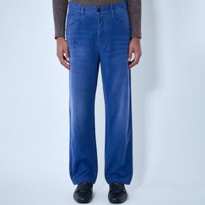 26 SS 프라다 로고 디테일 패치 웨이스트 코튼 트윌 팬츠 블루 GEP440 18NM F0U2H