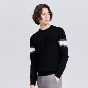 챌린저 남성 컬러 블록 소매라인 니트 풀오버 블랙 CHE3MKT5920BK