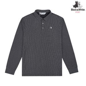 [블랙앤화이트]남성 여름성 잔패턴 프린트 긴팔 티셔츠 9336GAPP_BLACK