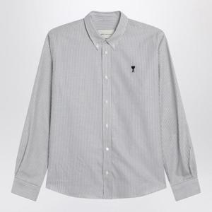아미 스몰 하트 로고 스트라이프 코튼 옥스포드 버튼 다운 셔츠