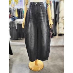 밸리걸 세이브존01 봄 가을 블랙 워싱 커브드  와이드 데님 팬츠 825270