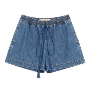 발렌티노 블루 드로우스트링 챔브레이 코튼 쇼츠 BDD550 9YA558