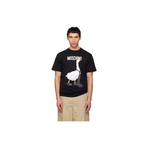 모스키노 티셔츠 블랙 구스 오가닉 코튼 저지 티셔츠 261720M213014