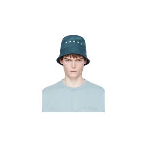 마르니 버킷햇 네이비 로고 자수 개버딘 버킷햇 261379M140007
