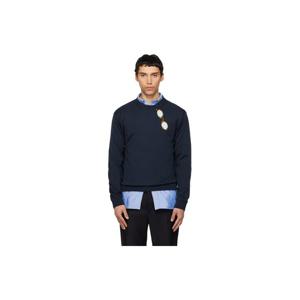 모스키노 티셔츠 네이비 슈퍼파인 메리노 울 인타르시아 니트 스웨터 261720M201002