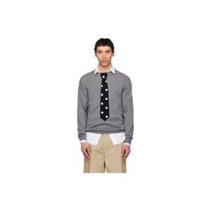 모스키노 티셔츠 그레이 엑스트라 파인 메리노 울 인타르시아 니트 스웨터 261720M201003