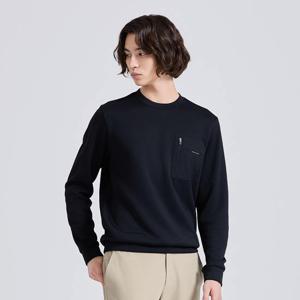 챌린저 남성 우븐포켓 라운드 긴팔 티셔츠 블랙 CHE3MLT5916BK