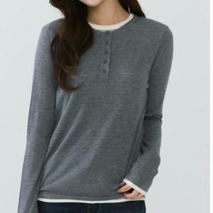 잠뱅이 HC09 여성 스트라이프 레이어드 슬림 니트 티셔츠 AQ1WSW258 CH