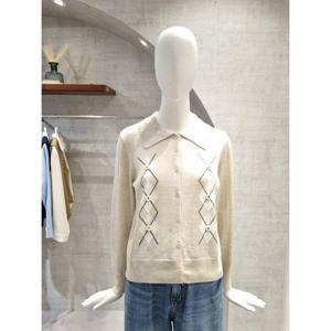 페이지플린  (F6ACA400B) 카라넥 아가일 긴팔 가디건