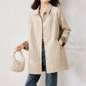 [에이시크] 웨이브 체크 배색 퀼팅 코트 C26ACT036