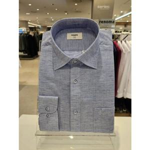 (RRQSSG1033DB) (레노마일반핏)고급 린넨혼방 트위트 시원긴팔남방