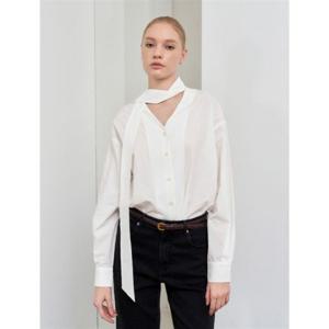 제너럴아이디어 제너럴아이디어 루즈핏 타이 브이넥 셔츠 [WHITE] WBE1L03509 382389