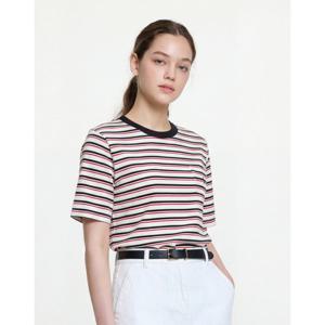 헤지스 여성 26SS ONLINE EXCLUSIVE 멀티스트라이프 반팔 티셔츠 네이비 HSTS6BP01N2