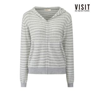 비지트인뉴욕  펀칭 스트라이프 후드 가디건 (V62GD05)