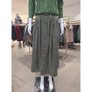 [비꼴리끄] 린넨 솔리드 자수 게더 스커트 B242WK3080420