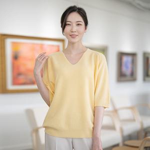 [모슬린]엄마옷 브이넥 7부 니트 티셔츠 613FGH335 마담/중년여