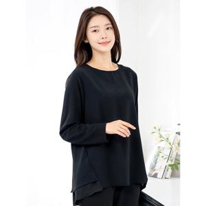 [모슬린]엄마옷 라운드 레이어드 긴팔블라우스 613FGH521 마담/