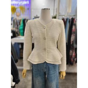 밸리걸 세이브존01 봄 브이넥 플레어 트위드 숏 자켓 6119490