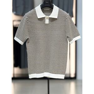 [바쏘옴므]면 혼방 단가라 스판 카라 반팔 니트 WSZ2WT34A BR_SC