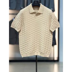 [바쏘옴므]베이지 면 혼방 엠보싱 카라 반팔 니트 WSZ2WT30A BG_